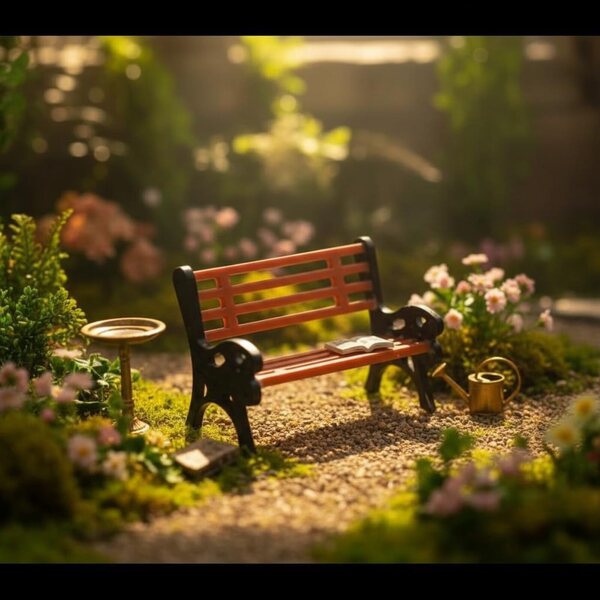 Set 2 Panchine Miniatura Scala 1:12 Marrone Dettagli Realistici per Casa Bambole
