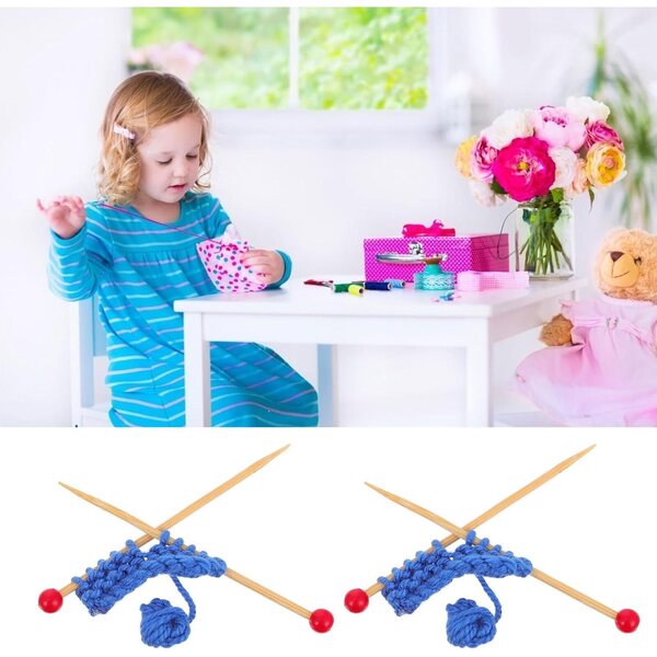 Hemobllo Mini pulls tricotés pour maisons de poupées - 2 pièces en bois bleu