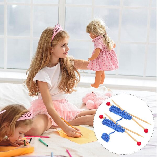 Hemobllo Mini pulls tricotés pour maisons de poupées - 2 pièces en bois bleu