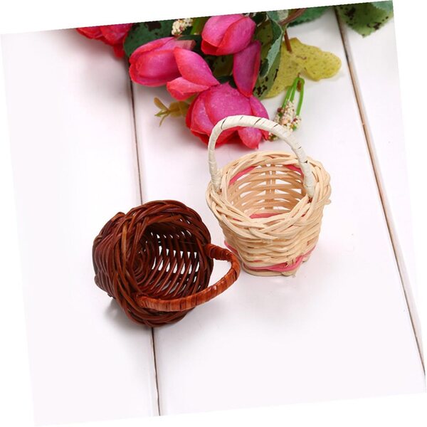 Hemobllo 12 Piezas de Cesta Tejida de Ratán para Decoración de Mini Casas, Práctica y Resistente, Adecuado para Fiestas y Almacenamiento Color Aleatorio