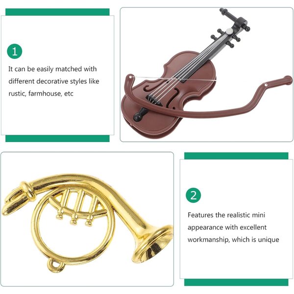 Hemobllo Set med 5 Mini-plastmusikinstrument för dockskåp