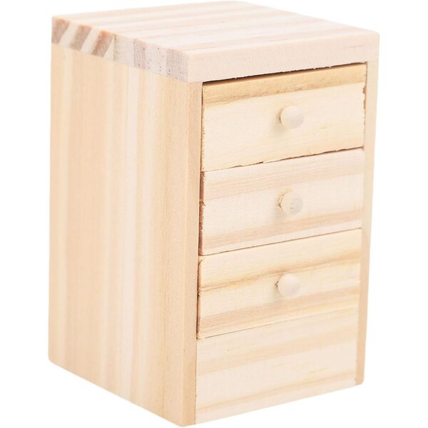 Comodino Miniatura in Legno per Casa delle Bambole con Cassetto Apribile, 4,2x4,3x6,5 cm