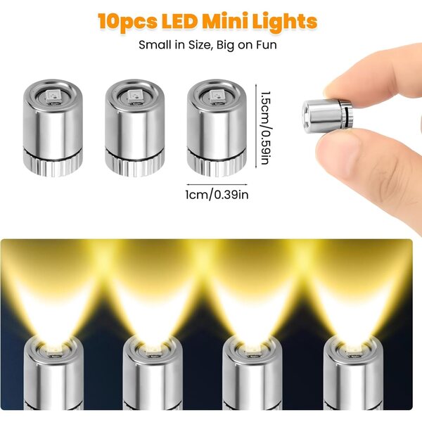 30 luces LED pequeñas de color blanco cálido – Mini luces de hadas plateadas para manualidades, iluminación de casa de muñecas, globos y decoraciones de boda – Juego de luces LED pequeñas con batería