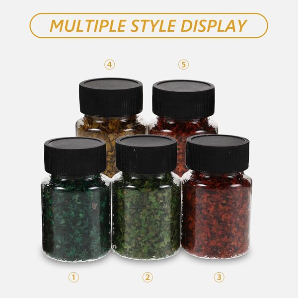 Set mit 5 Miniatur-Eukalyptusblattflaschen, mehrfarbig, für Dioramen und Minigärten.