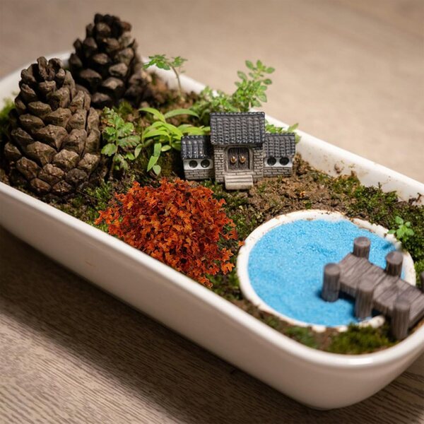 Set mit 5 Miniatur-Eukalyptusblattflaschen, mehrfarbig, für Dioramen und Minigärten.