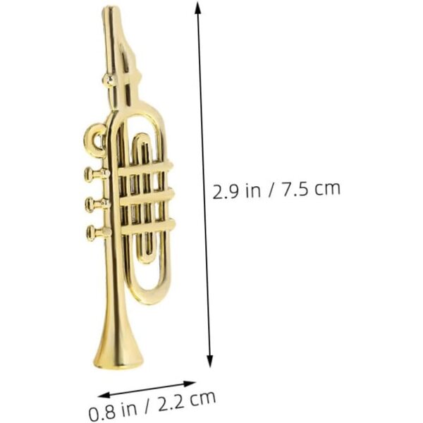 Juego de 50 Mini Instrumentos Musicales Decorativos de 75 CM Modelo Mini Trompeta Dorada para Manualidades Adornos Navideños y Casas de Muñecas Accesorios para Proyectos