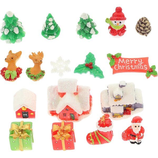 Hemobllo 17 Mini Christmas Ornaments in Resin for Micro Landscapes and Festive Decorations