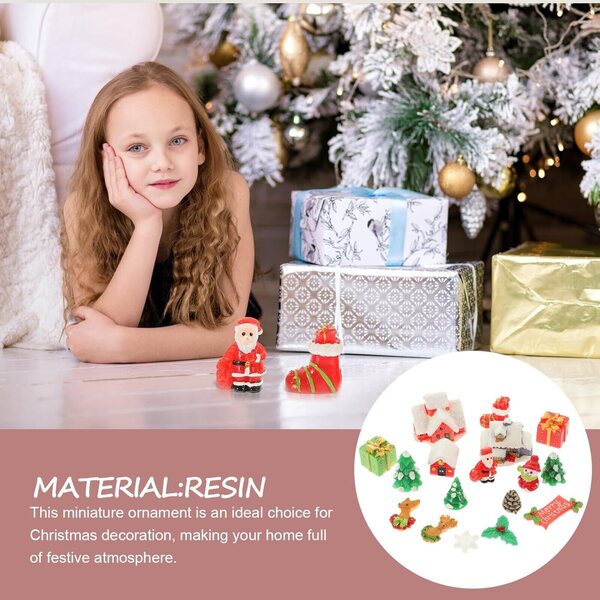 Hemobllo 17 Mini Enfeites de Natal em Resina para Micro Paisagens e Decorações Festivas