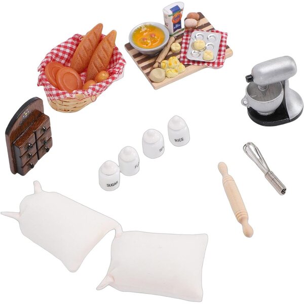 Accessori da Cucina Miniatura 1:12 per Bambole, Set Realistico e Dettagliato