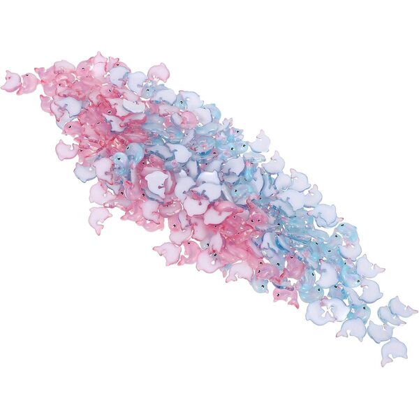 Hemobllo Miniature Marine Animals Resin 200 Pcs Pink and Blue for Decorations