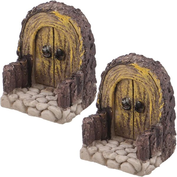 HOODANCOS Miniature Garden Doors 2 Pieces in Olive Green Wood and PVC