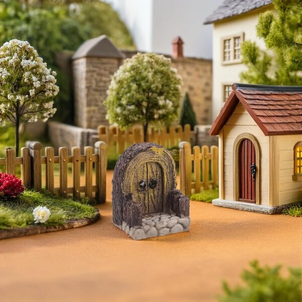 HOODANCOS Miniatur-Gartentüren, 2 Stück, aus olivgrünem Holz und PVC