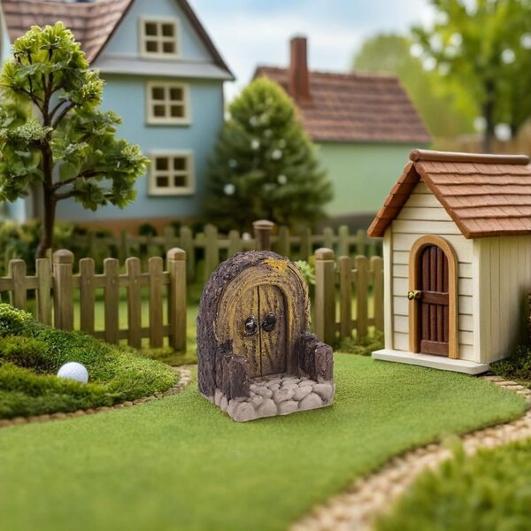 HOODANCOS Miniatur-Gartentüren, 2 Stück, aus olivgrünem Holz und PVC