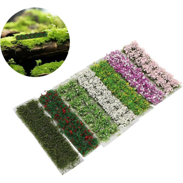 Hemobllo 14 Microplantas Multicoloridas 8MM para Miniaturas e Modelagem de Paisagem