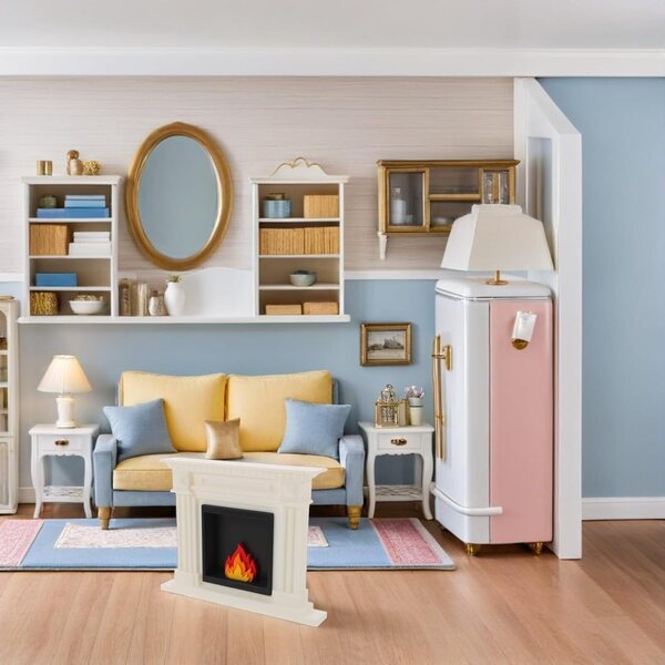 Chimenea Simulada Vintage för Dollhouse Säker jultillbehör