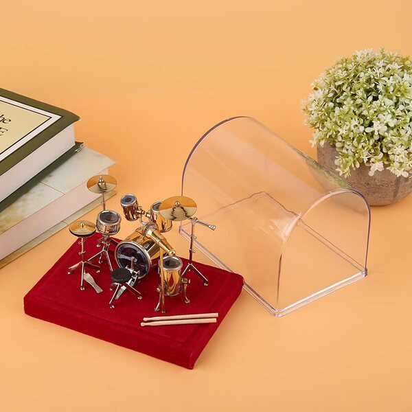 Pilipane Instrumento Musical en Miniatura, Modelo de batería, Exquisito, Hecho a Mano, Chapado en Oro, Pantalla de Cobre, Mini Adornos, artesanía, Escritorio para el hogar, decoración de (14cm)