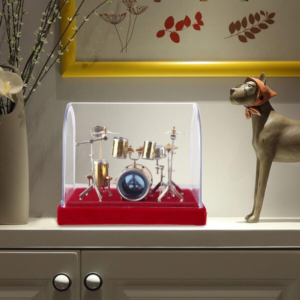Pilipane Instrumento Musical en Miniatura, Modelo de batería, Exquisito, Hecho a Mano, Chapado en Oro, Pantalla de Cobre, Mini Adornos, artesanía, Escritorio para el hogar, decoración de (14cm)