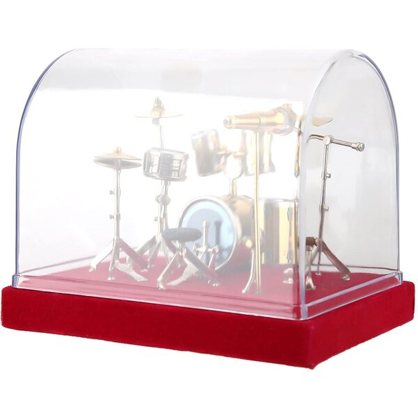 Pilipane Instrumento Musical en Miniatura, Modelo de batería, Exquisito, Hecho a Mano, Chapado en Oro, Pantalla de Cobre, Mini Adornos, artesanía, Escritorio para el hogar, decoración de (14cm)