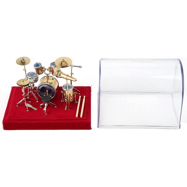 Pilipane Instrumento Musical en Miniatura, Modelo de batería, Exquisito, Hecho a Mano, Chapado en Oro, Pantalla de Cobre, Mini Adornos, artesanía, Escritorio para el hogar, decoración de (14cm)