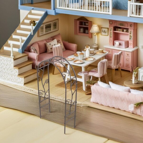 Miniatura de Hierro Estilo Europeo para Casa de Muñecas y Jardín - Color Negro Oxidado
