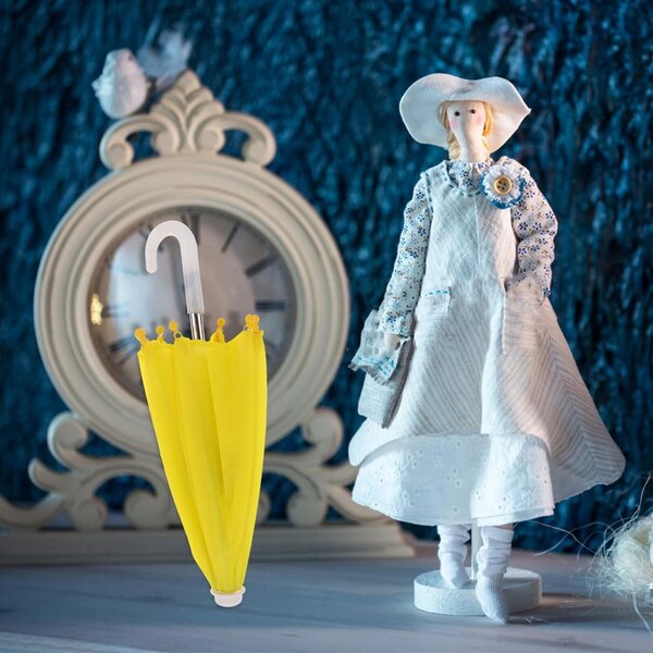 Mini Paraguas Amarillo Hemobllo para casa de muñecas de 18 pulgadas | Accesorio decorativo en miniatura.