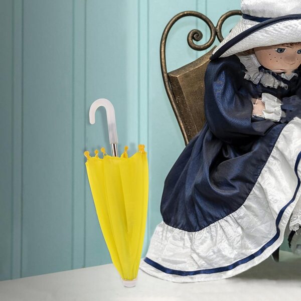Mini Paraguas Amarillo Hemobllo para casa de muñecas de 18 pulgadas | Accesorio decorativo en miniatura.