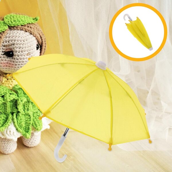 Mini Paraguas Amarillo Hemobllo para casa de muñecas de 18 pulgadas | Accesorio decorativo en miniatura.