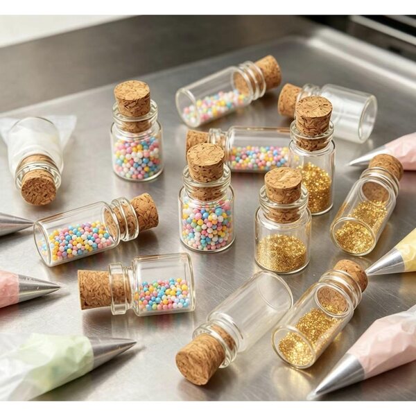 10 tarros de vidrio para casa de muñecas, miniatura: botellas de vidrio a escala 1/12, contenedor de alimentos para cocina, restaurante, mini recipiente vacío con corcho, accesorios de casa de muñecas