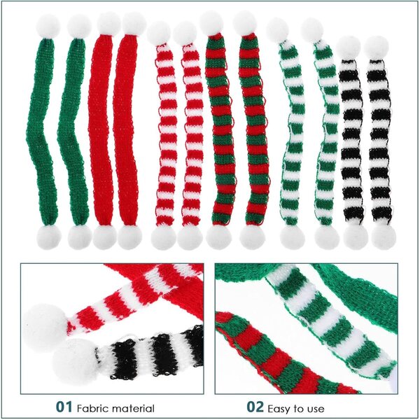 Hemobllo Set 12 Mini Bufandas de Noël en tissu pour décorations et maisons de poupées