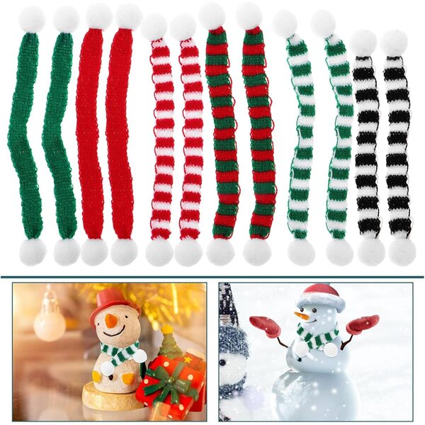 Hemobllo Set 12 Mini Bufandas de Noël en tissu pour décorations et maisons de poupées