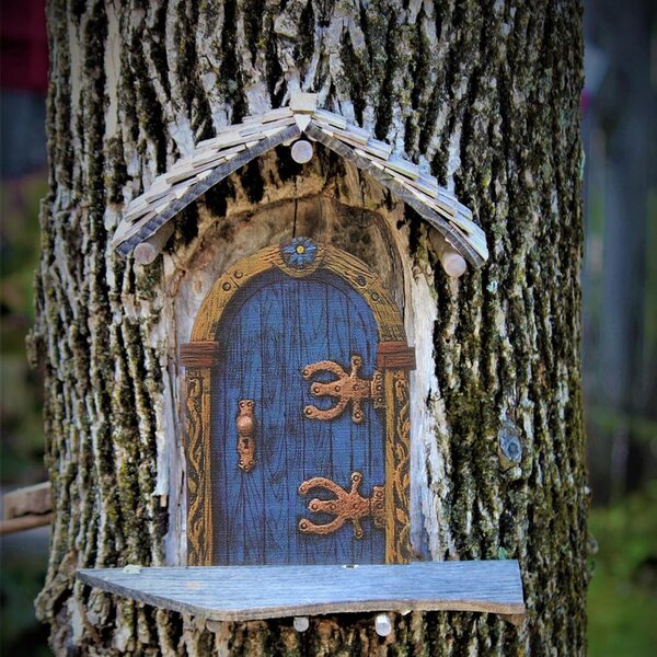 Juego de 6 mini puertas de madera para jardín de hadas, decoraciones en miniatura de color marrón natural