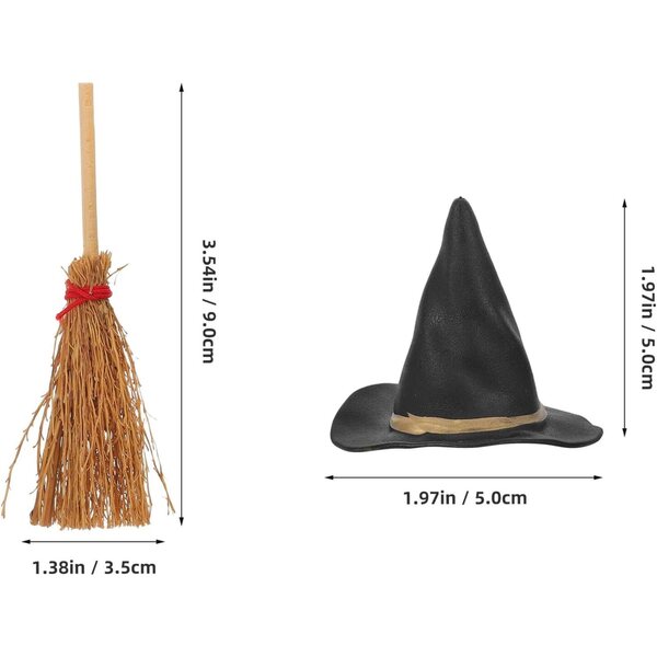 Hemobllo Mini-Hexenhüte und Besen für Halloween, 10-teiliges Set