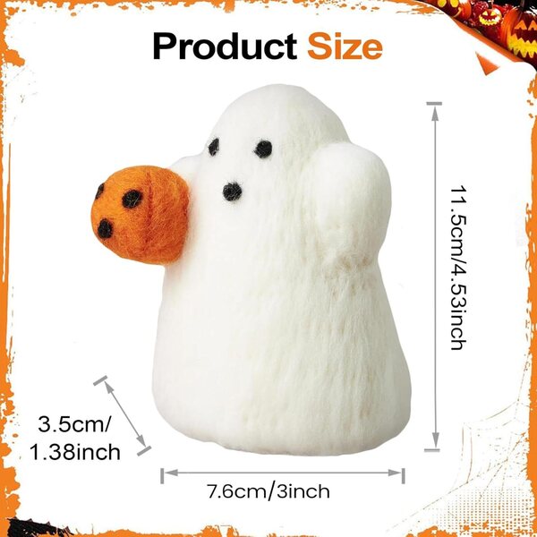Veltinis Helovyno vaiduoklis su raižytu moliūgu, saugus ir 3D