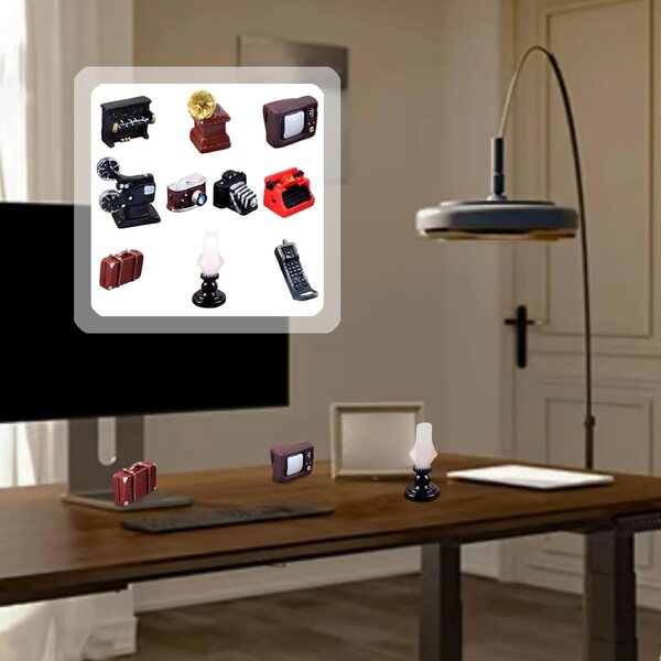 Set Morain 2 piese decor retro din rasina pentru case de papusi si mini mobilier