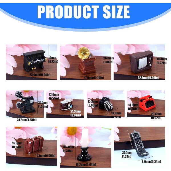 Set Morain 2 piese decor retro din rasina pentru case de papusi si mini mobilier