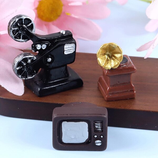 Set Morain 2 piese decor retro din rasina pentru case de papusi si mini mobilier