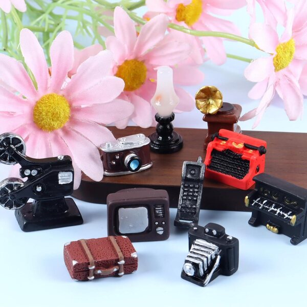 Set Morain 2 piese decor retro din rasina pentru case de papusi si mini mobilier