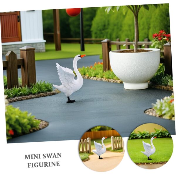 Hemobllo Mini-Figuren aus weißen Plastikschwänen, Set mit 4 dekorativen Teilen für Garten und Bonsai