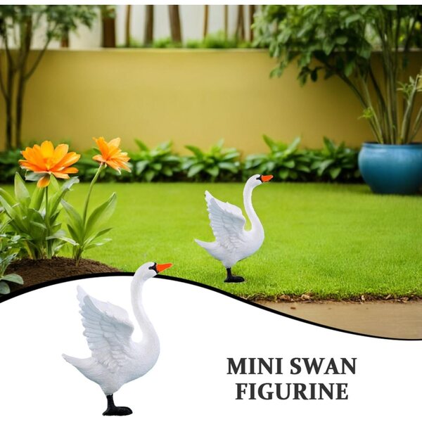 Hemobllo Mini-Figuren aus weißen Plastikschwänen, Set mit 4 dekorativen Teilen für Garten und Bonsai