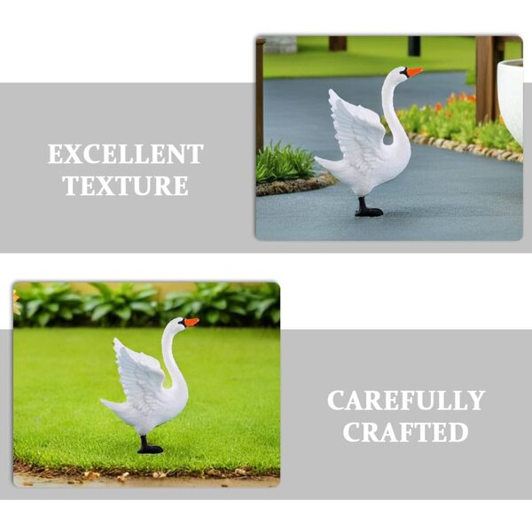 Hemobllo Mini-Figuren aus weißen Plastikschwänen, Set mit 4 dekorativen Teilen für Garten und Bonsai