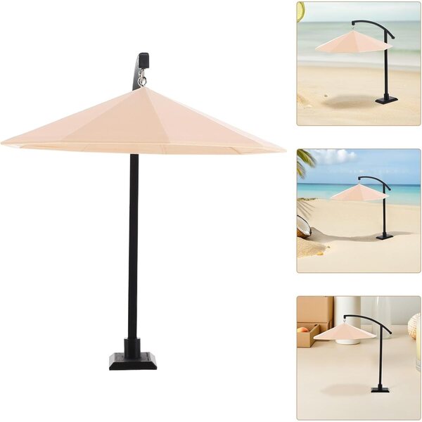 Hemobllo Sombrilla Patio Miniatur Beige fir Poppenhaus 12,5x12x10,5 cm