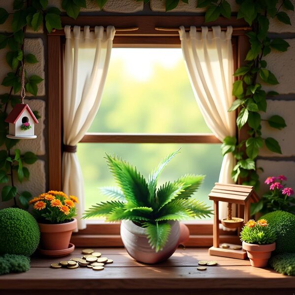 Mooff 1:12 Planta en miniatura de cristal verde para decoración de casas de muñecas y coches