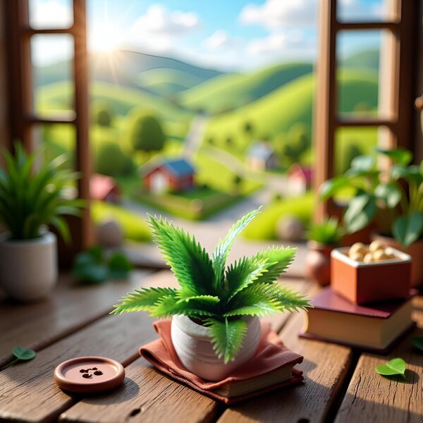 Mooff 1:12 Planta en miniatura de cristal verde para decoración de casas de muñecas y coches