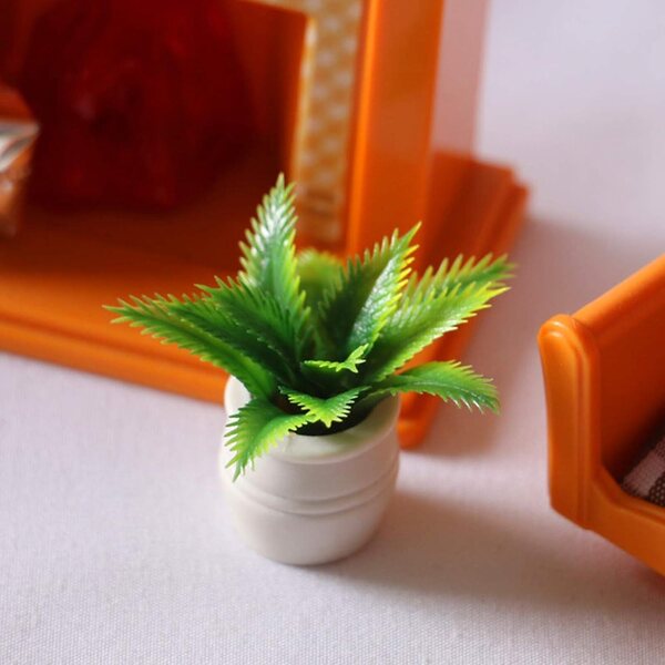 Mooff 1:12 Planta en miniatura de cristal verde para decoración de casas de muñecas y coches