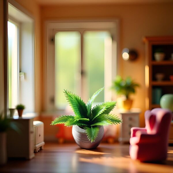 Mooff 1:12 Planta en miniatura de cristal verde para decoración de casas de muñecas y coches