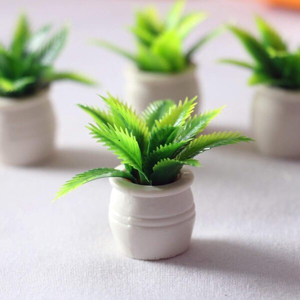 Mooff 1:12 Planta en miniatura de cristal verde para decoración de casas de muñecas y coches