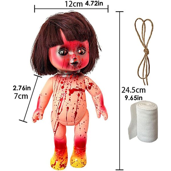 Poupée terrifiante générique pour décorations d'Halloween, réaliste et durable, 23x14cm