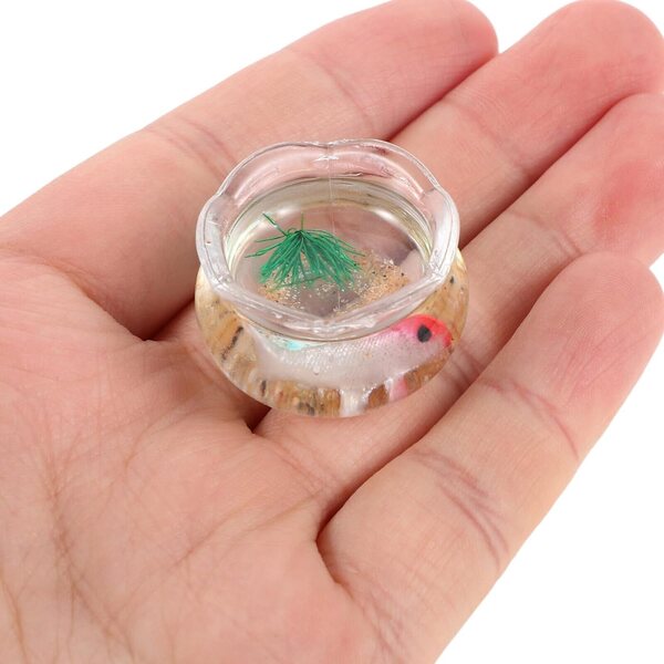 Hemobllo Set 5 Mini-Aquarien für Koi-Fische mit dekorativen Pflanzen aus PVC
