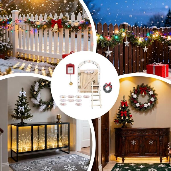 Porta de madeira em miniatura para decorações de Natal e sala de aula criativa Bsbkoj