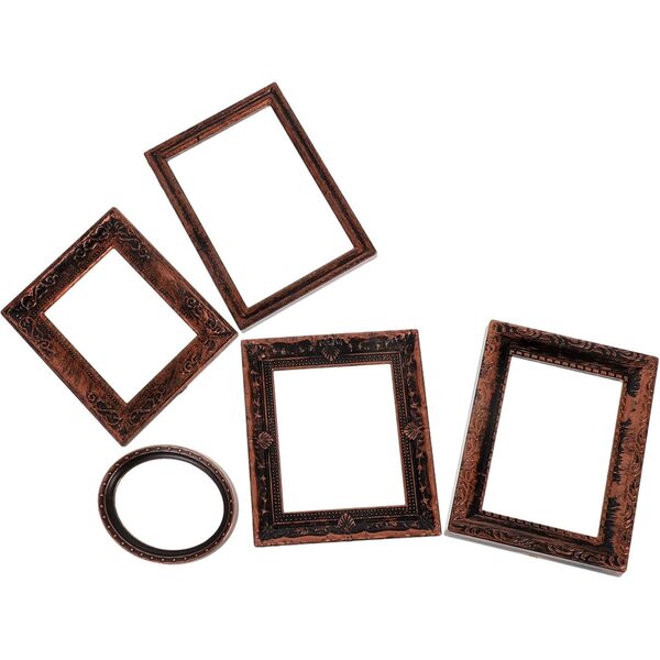 Set of 5 Mini Vintage Marcos for Dolls House Decorative in Bronze Plastic